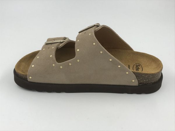 Scholl dam slip suède beige scuro (beatriz F31592 Sue beige scuro oro) - Stiletto Schoenen (Oudenaarde)