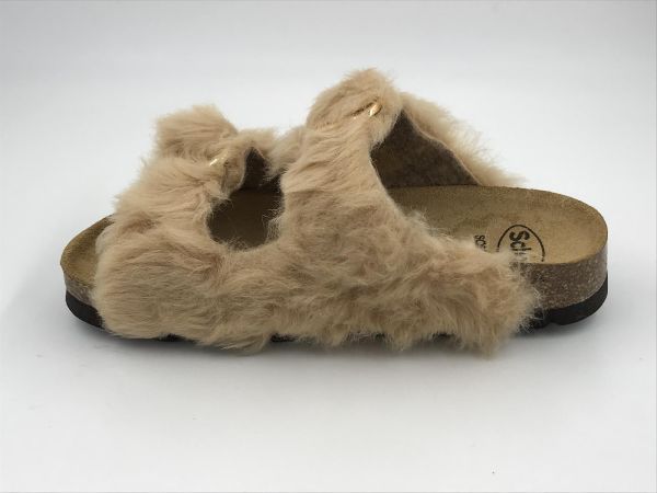 Scholl dam slipper fur camel (F303811013 noelle fur camel) - Stiletto Schoenen (Oudenaarde)