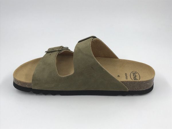Scholl her slip suède khaki (julien F32579 SueB-M khaki) - Stiletto Schoenen (Oudenaarde)