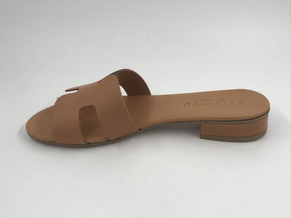 Stiletto dam slipper led cognac (P206 vitello cuoio) - Stiletto Schoenen (Oudenaarde)