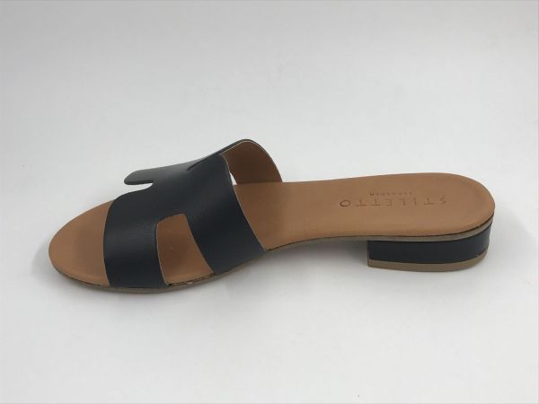 Stiletto dam slipper led zwart (P206 vitello nero) - Stiletto Schoenen (Oudenaarde)