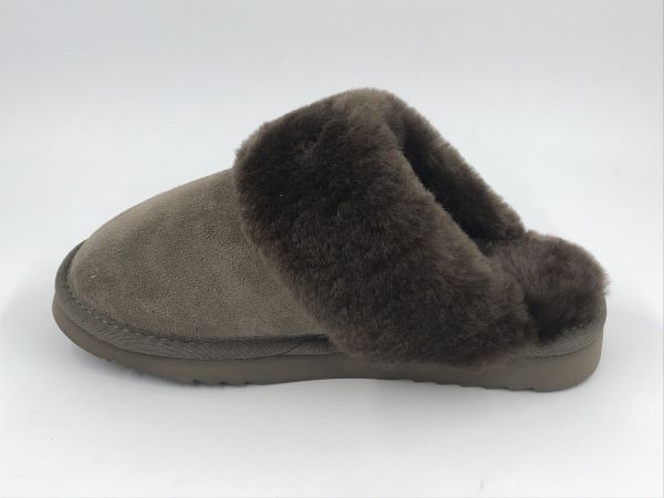 Warmbat dam pantoffel suède pebble (FLS321088-63 flurry suede pebble) - Stiletto Schoenen (Oudenaarde)