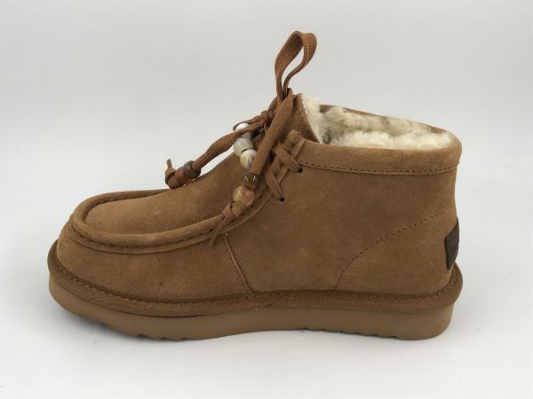 Warmbat dam veterboot suède cognac (YPN321025-63 yeppoon suede boot beads cognac) - Stiletto Schoenen (Oudenaarde)