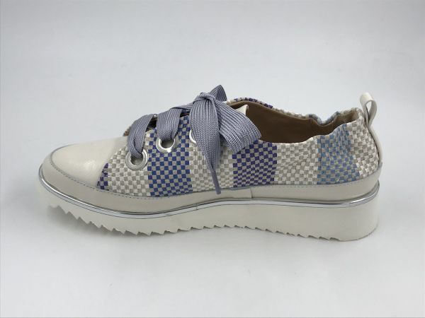 XSA dam mol led raffia blauw/wit (09052) - Stiletto Schoenen (Oudenaarde)