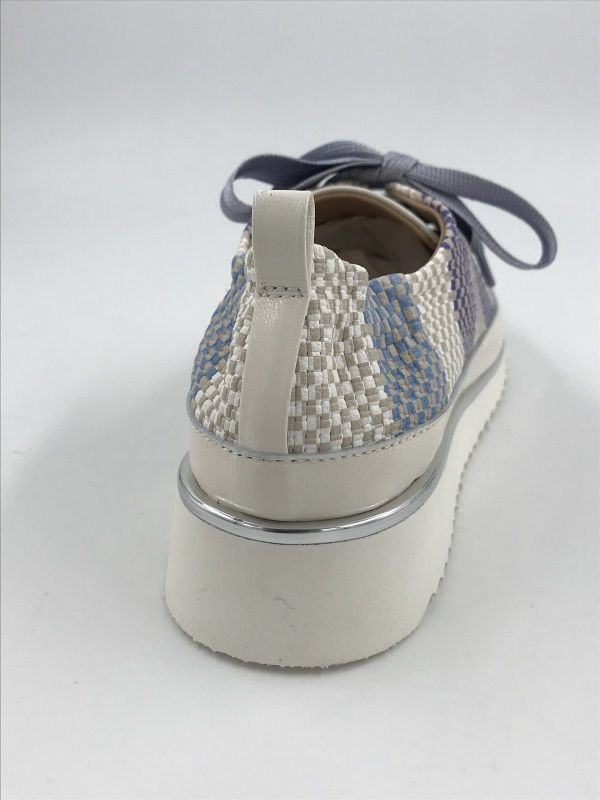 XSA dam mol led raffia blauw/wit (09052) - Stiletto Schoenen (Oudenaarde)